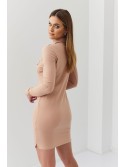 Basic dress with a collar, beige FI652 - Online store - Boutique